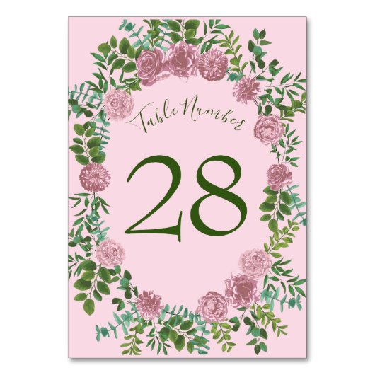 ピンク結婚ズパステルヴィンテージライトフローラバラ テーブルナンバー (裏面)