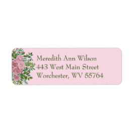 ピンク結婚ズパステルヴィンテージライトフローラバラ ラベル