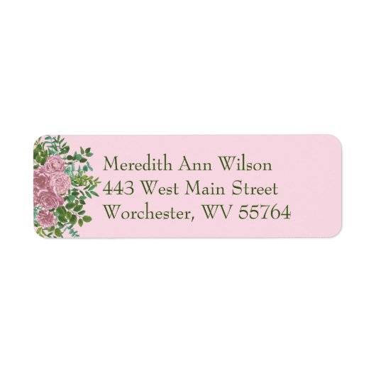 ピンク結婚ズパステルヴィンテージライトフローラバラ ラベル (正面)