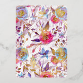 ピンク結婚ズフローラリリー招待状クラシック金ゴールド 箔招待状 (裏面)