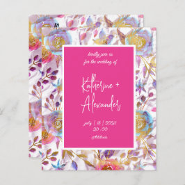 ピンク結婚ズフローラリリー招待状クラシック