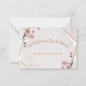 ピンク結婚ソフトフローラのR.S.V.Pカード ノートカード (裏面)