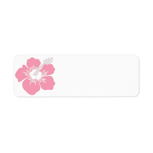 ピンク結婚ハイビスカス空白の住所 シール (正面)
