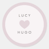 ピンク結婚ハート付きの封筒シール ラウンドシール (正面)