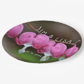 ピンク結婚ハート ペーパープレート (アングル)