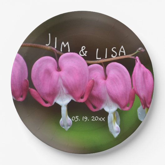 ピンク結婚ハート ペーパープレート (正面)