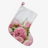 ピンク結婚バラ ラージクリスマスストッキング (正面 (吊り時))