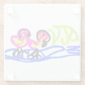 ピンク結婚フラミンゴの夏おもしろい ガラスコースター (裏面)