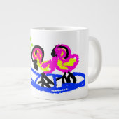 ピンク結婚フラミンゴの夏おもしろい ジャンボコーヒーマグカップ (正面右)