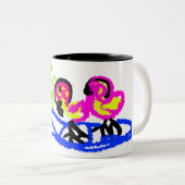 ピンク結婚フラミンゴの夏おもしろい ツートーンマグカップ (正面右)