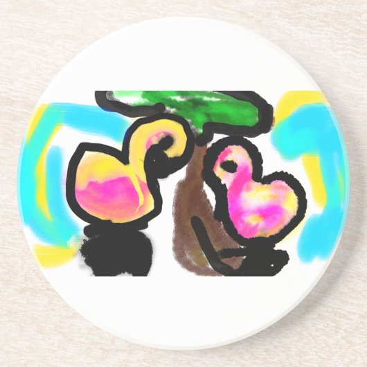 ピンク結婚フラミンゴ コースター (正面)