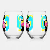 ピンク結婚フラミンゴ ステムなしワイングラス (左)