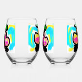 ピンク結婚フラミンゴ ステムなしワイングラス (右)