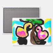 ピンク結婚フラミンゴ マグネット (正面/裏面)