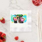 ピンク結婚フラミンゴ 縁ありカクテルナプキン (インサイチュ)