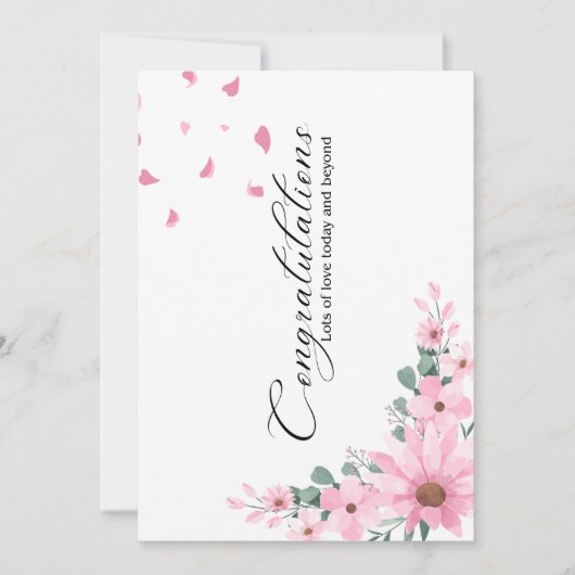 ピンク結婚フローラおめでとうカード カード (正面)