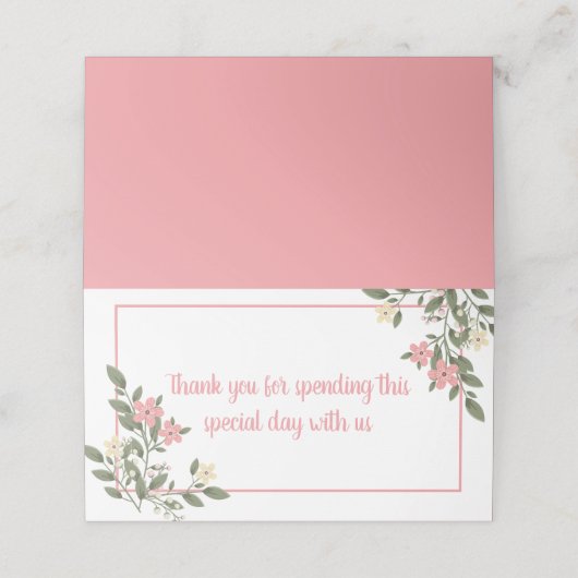 ピンク結婚フローラさん有難う花パーティー プレイスカード (外部開封)