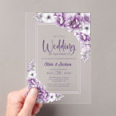 ピンク結婚フローラのパーティー アクリル招待状 (インサイチュ (ポータブル))