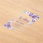 ピンク結婚フローラのパーティー アクリル招待状 (レイダウン)