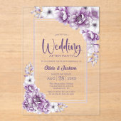 ピンク結婚フローラのパーティー アクリル招待状 (正面)