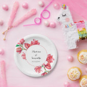 ピンク結婚フローラの白マグノリア水色 ペーパープレート (パーティー)