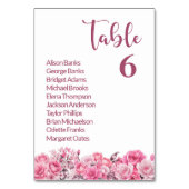 ピンク結婚フローラの表番号 テーブルナンバー (裏面)