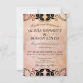 ピンク結婚フローラカード 招待状 (正面)