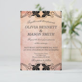 ピンク結婚フローラカード 招待状 (スタンド正面)