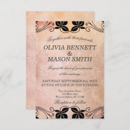 ピンク結婚フローラカード 招待状