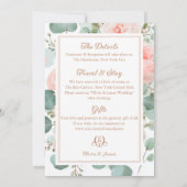 ピンク結婚フローラカード 招待状 (裏面)