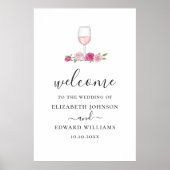 ピンク結婚フローラバラとワインのスクリプトへようこそ ポスター (正面)