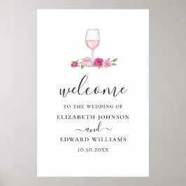 ピンク結婚フローラバラとワインのスクリプトへようこそ ポスター