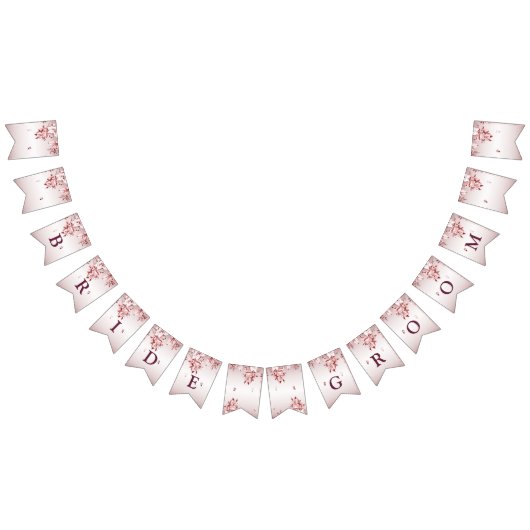 ピンク結婚フローラ旗 バンティングフラッグ (全)