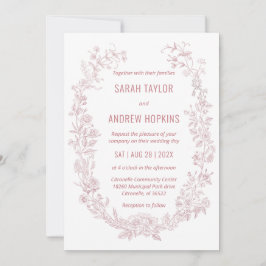 ピンク結婚フローラ素朴ボヘミア 招待状