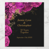 ピンク結婚フローラ記念日ワインラベル ワインラベル (シングルラベル)