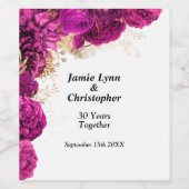 ピンク結婚フローラ記念日ワインラベル ワインラベル (シングルラベル)