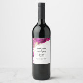 ピンク結婚フローラ記念日ワインラベル ワインラベル (正面)