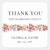 ピンク結婚フローラ スクエアシール (正面)