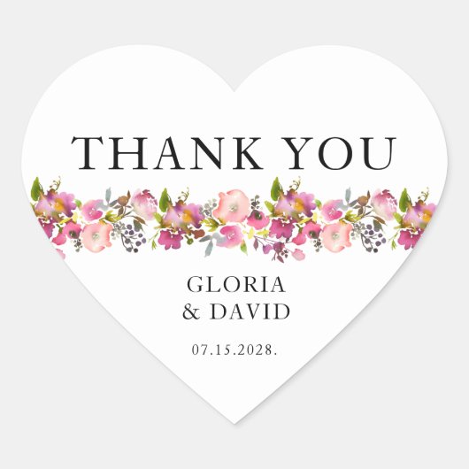 ピンク結婚フローラ ハートシール (正面)