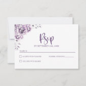 ピンク結婚フローラ 出欠カード (正面)