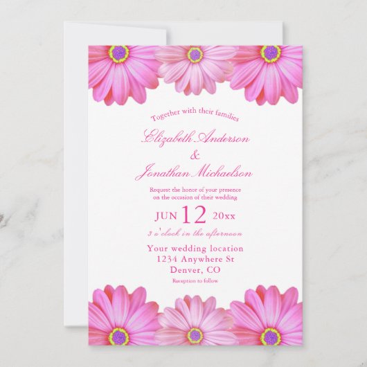 ピンク結婚フローラ 招待状 (正面)