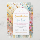 ピンク結婚フローラ 招待状 (正面/裏面)