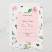 ピンク結婚フローラ 招待状 (正面/裏面)