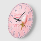 ピンク結婚ローズ時計という記念日 ラージ壁時計 (傾斜)