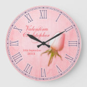 ピンク結婚ローズ時計という記念日 ラージ壁時計 (正面)