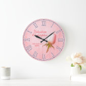 ピンク結婚ローズ時計という記念日 ラージ壁時計 (ホーム)