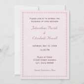 ピンク結婚ローズ 招待状 (裏面)