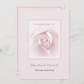 ピンク結婚ローズ 招待状 (正面/裏面)