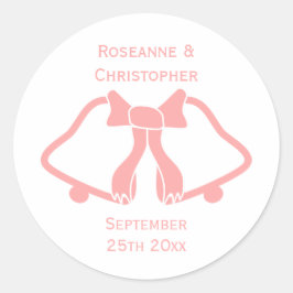 ピンク結婚式招待状のシールベルとリボン ラウンドシール