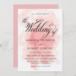 ピンク結婚式招待状の水彩 招待状